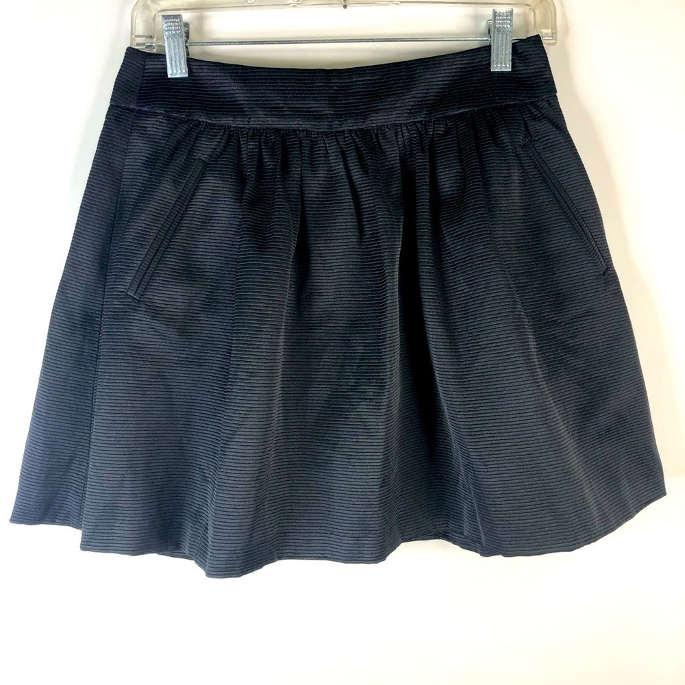 Banana Republic black shine Faille ribbed banded pleated mini skirt 4P
